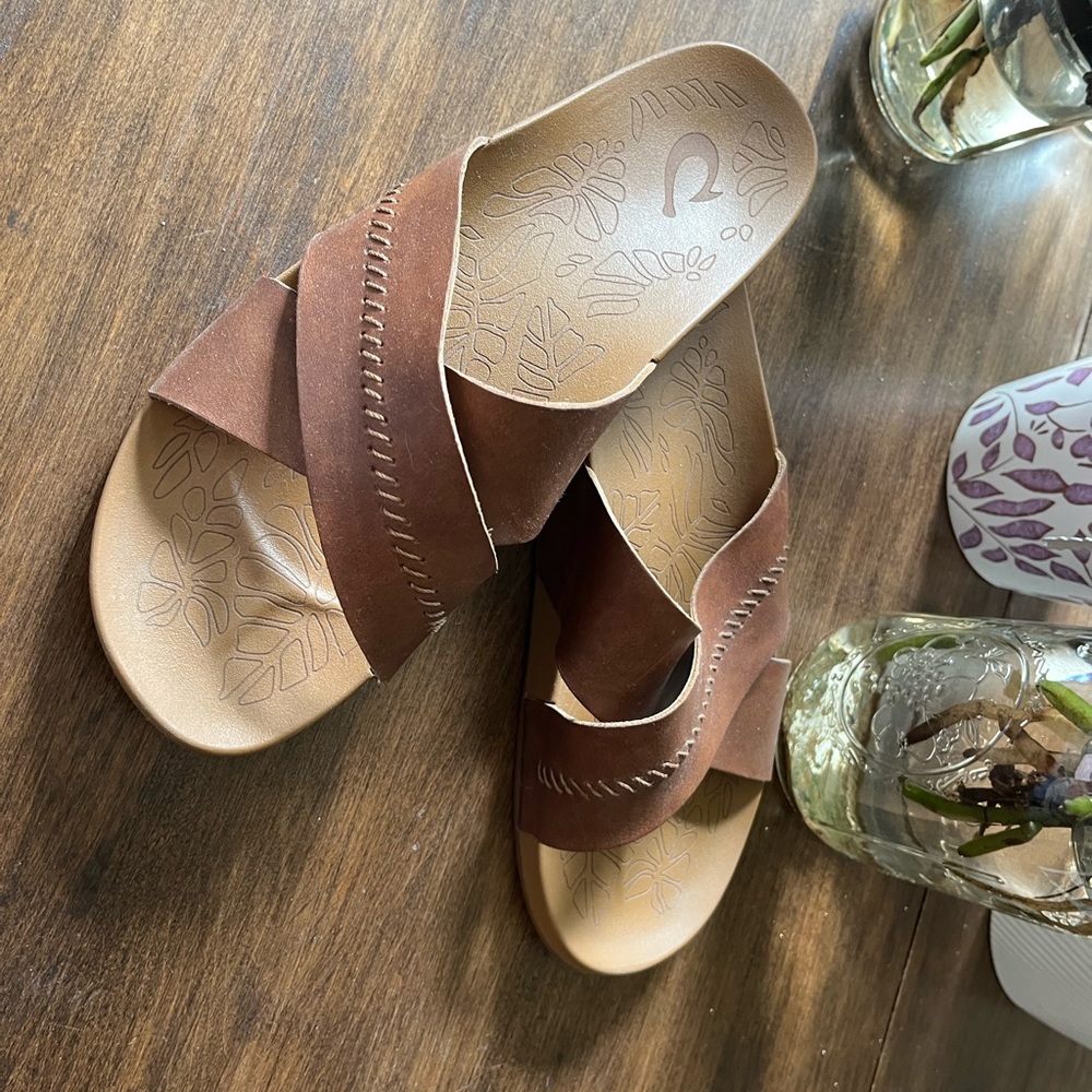 OluKai Tan Leather Women's Sandals